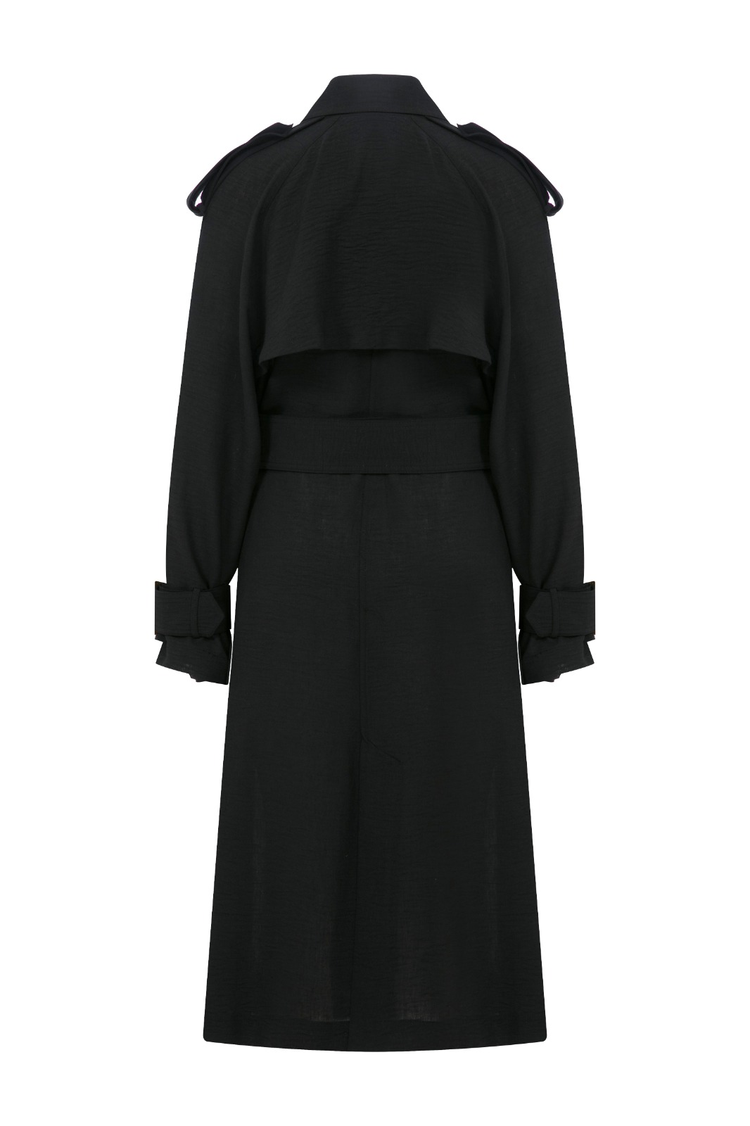 JESSI Midi Black Linen Trench Coat